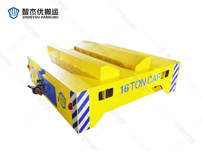 16噸鋼卷轉運蓄電池無軌電動平車 臺面加裝V型架